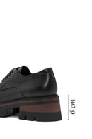 Women's Black Lace-Up Thick Sole Leather Masculine Shoes | Derimod