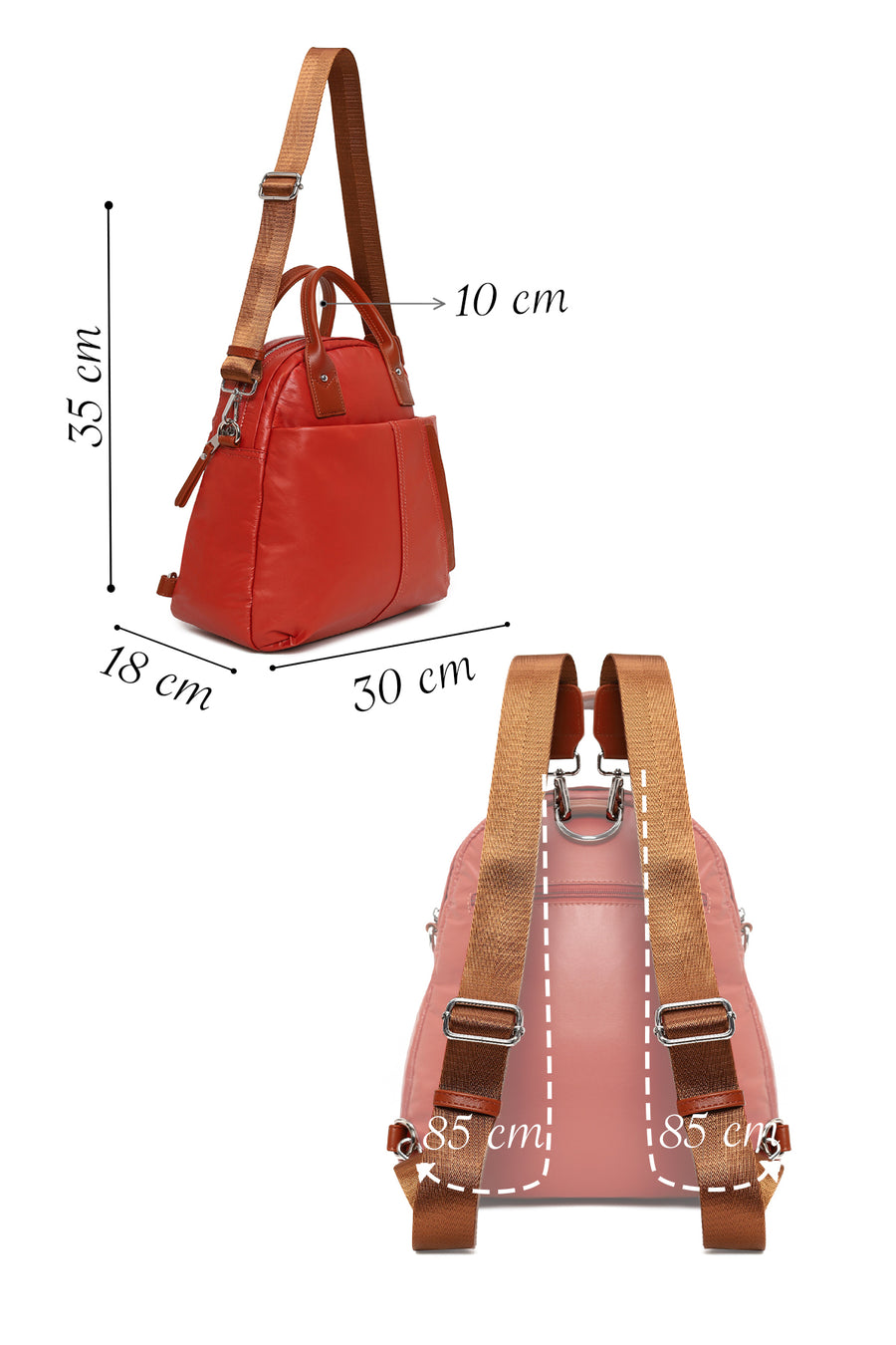Woman Orange Long-Strap Backpack