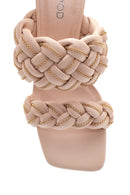 Women's Beige Knitted Heeled Slippers | Derimod