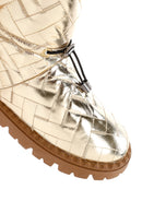 Women's Gold Knit Patterned Metallic Casual Boots | Derimod