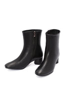 Women's Black Zippered Short Thick Heeled Leather Boots | Derimod