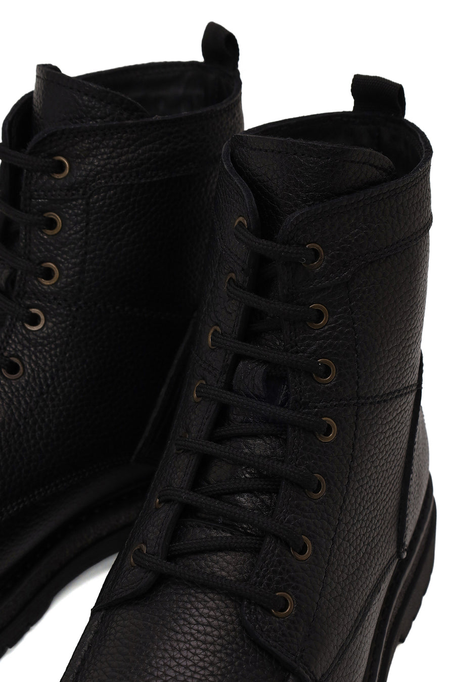 Male Black Lace-up Leather Casual Boots