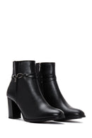 Women's Black Buckle Thick Heeled Classic Boots | Derimod