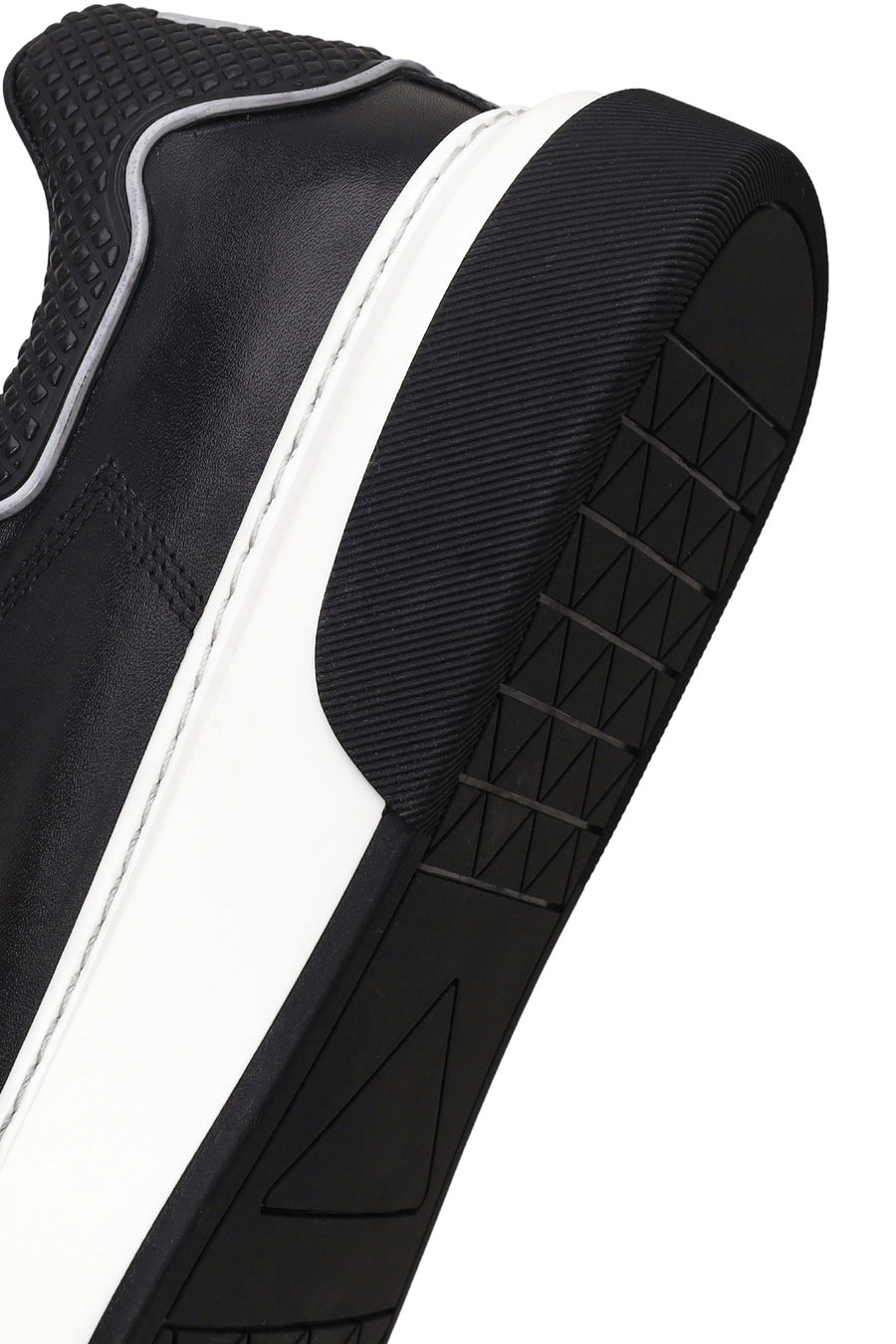 Male Black Lace-Up Thick-Soled Leather Sneaker
