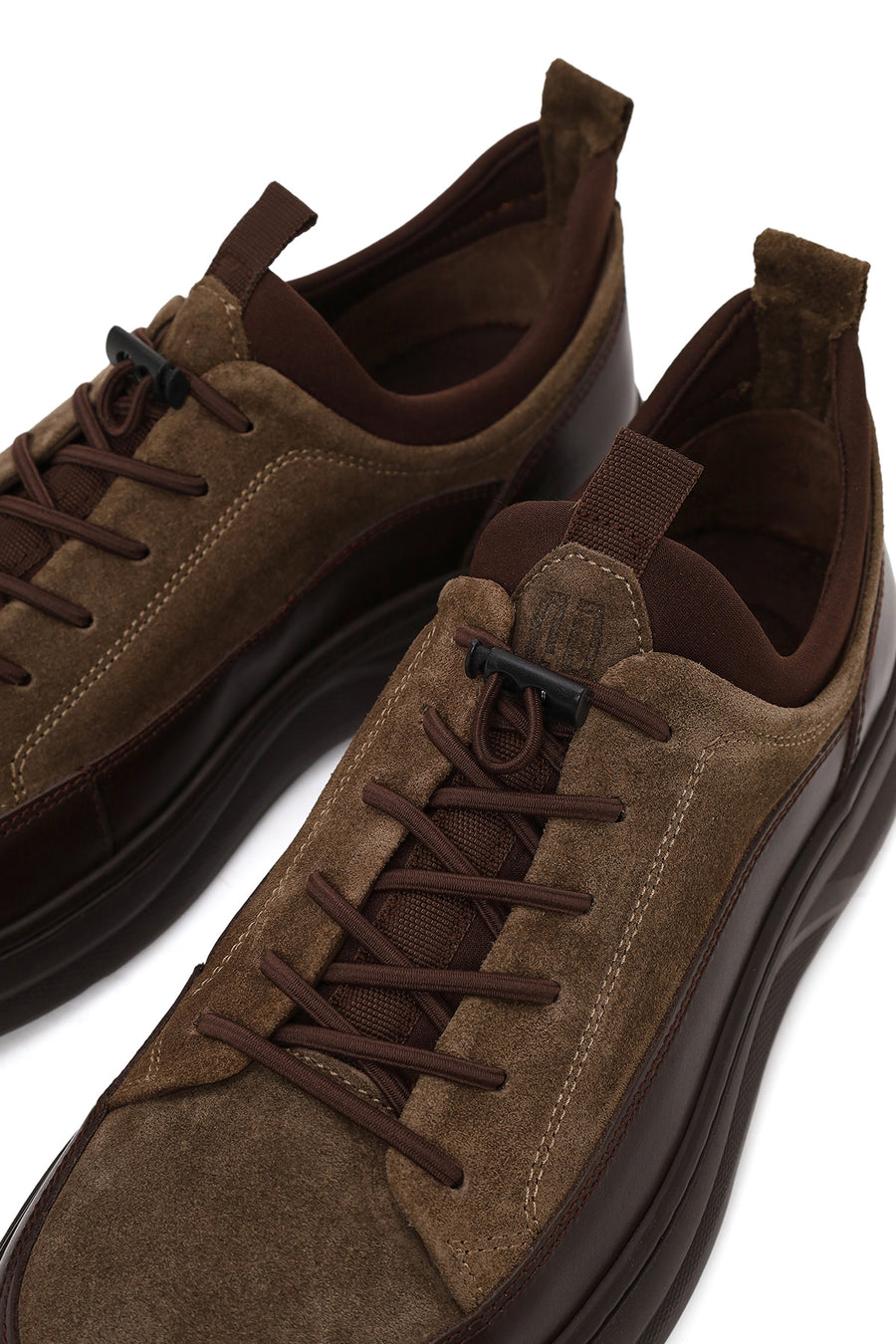 Erkek Vizon Bağcıklı Kalın Tabanlı Deri Sneaker