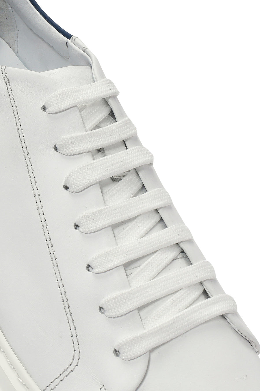 Erkek Beyaz Bağcıklı Deri Sneaker