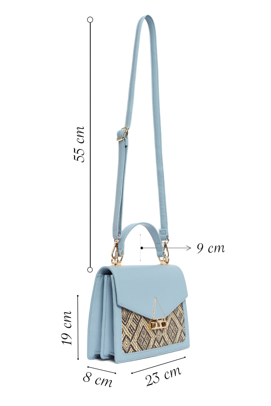 Women's Blue Long Strap Patterned Handbag