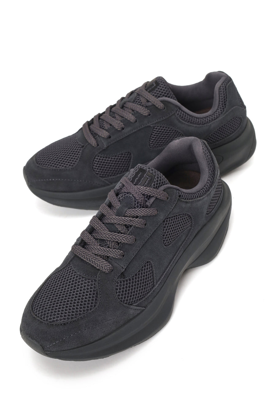 Erkek Gri Bağcıklı Kalın Tabanlı Kumaş Sneaker