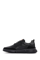 Men's Black Lace-up Thick-Sole Leather Sneaker | Derimod