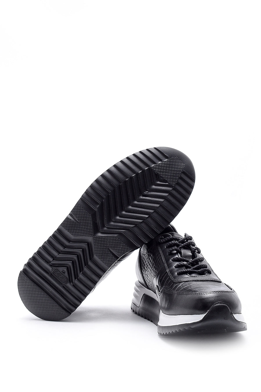Men's Crocodile Pattern Detailed Leather Sneaker