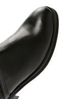 Women's Black Buckle Zippered Leather Boots | Derimod