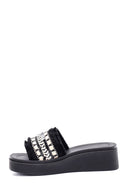 Women's Black Thick Soled Slippers | Derimod