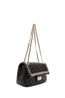 Women's Black Long Strap Quilted Patterned Shoulder Bag | Derimod