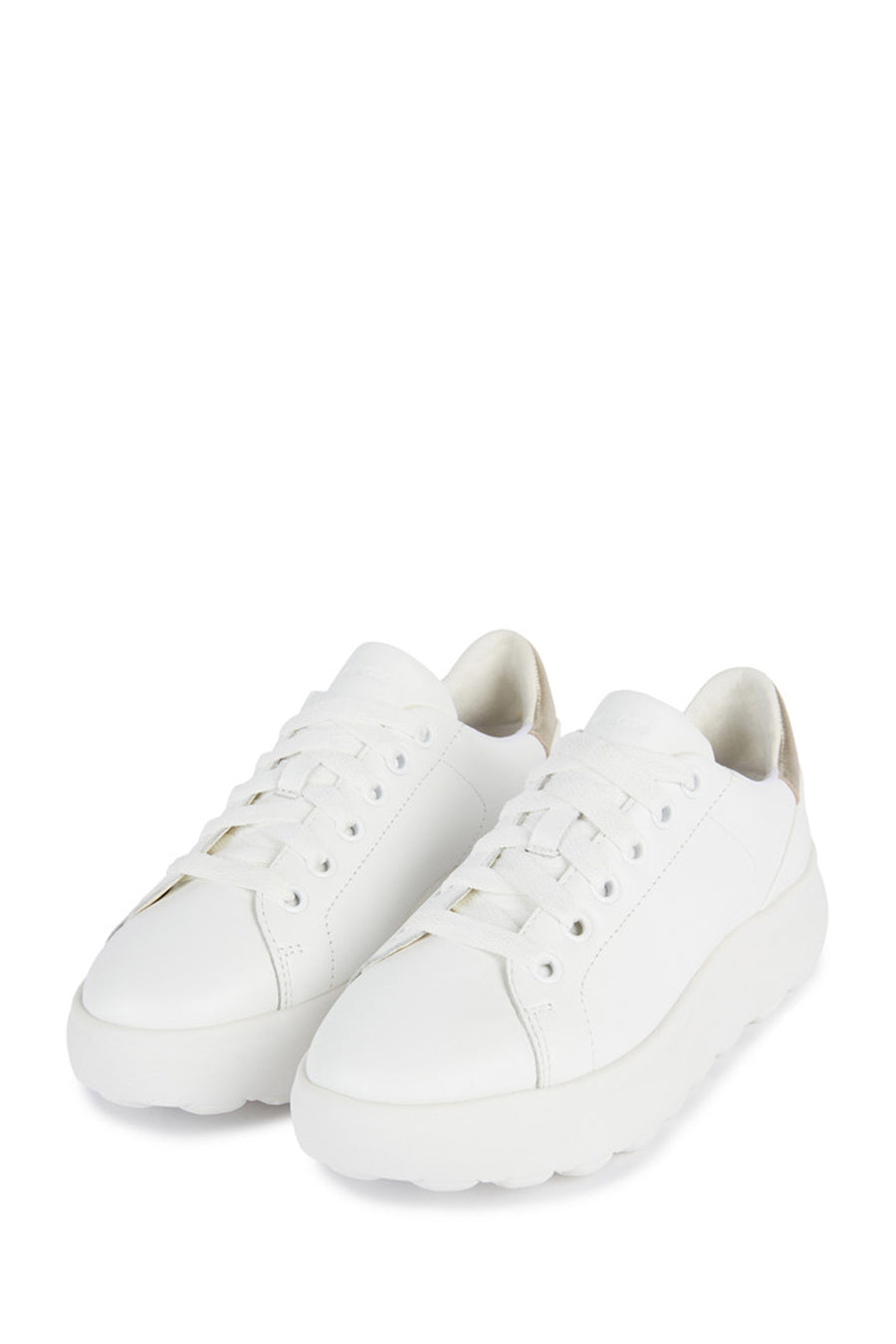 Geox Women's White Spherica Ec4.1 Leather Lace-Up Sneaker
