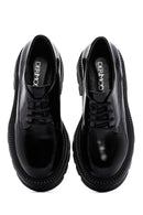 Women's Black Patent Leather Masculine Loafer | Derimod