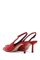 Women's Red Open Back Thin Heel Patent Leather Shoes | Derimod