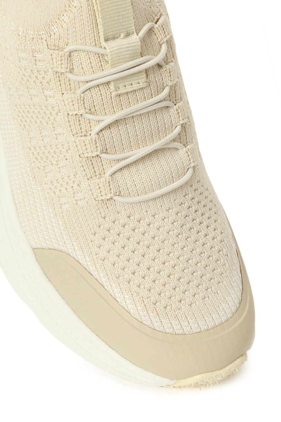 Derimod Zero Woman Cream Thick-Soled Lace-Up Fabric Sneaker