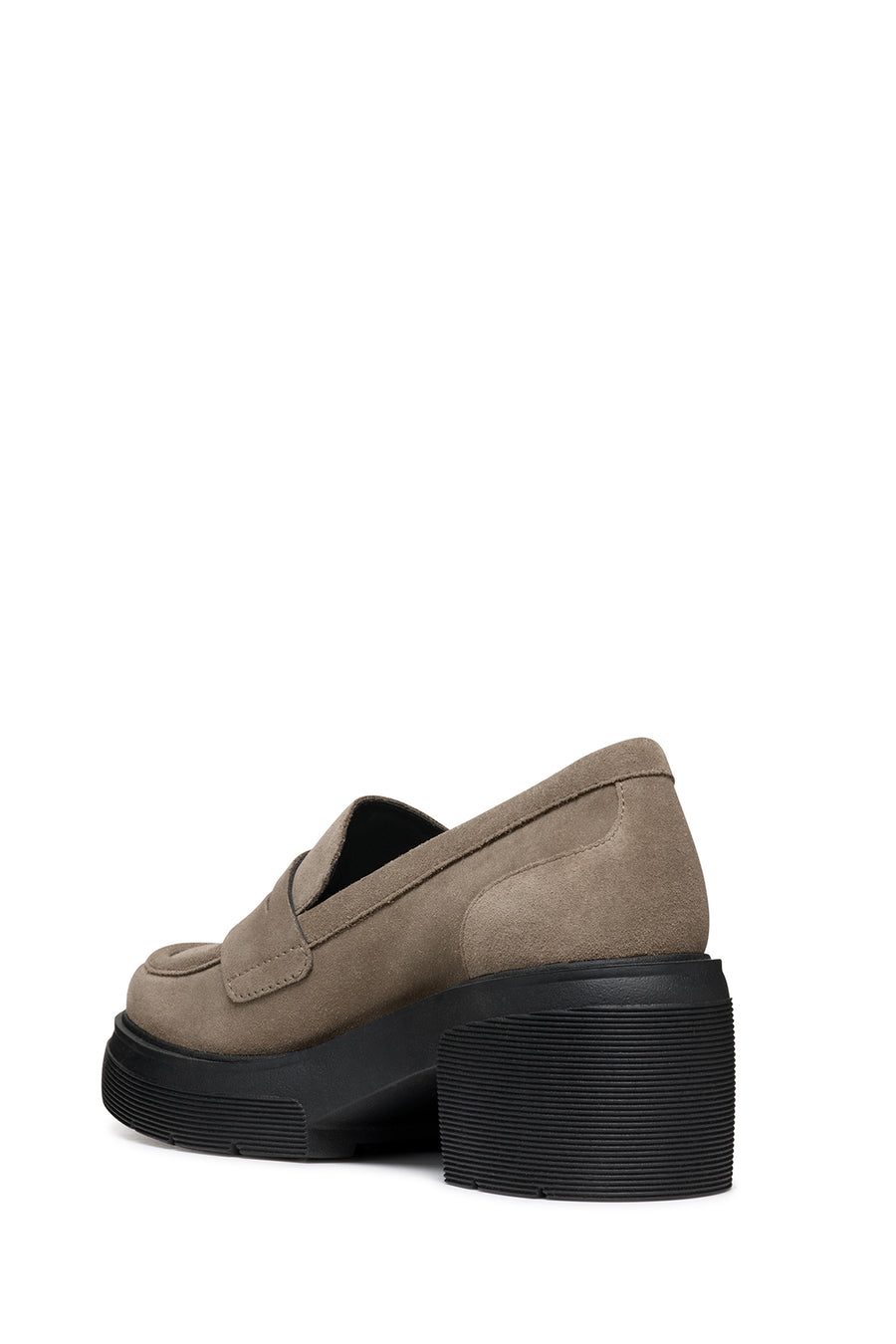 Geox Women's Mink Spherica Ec15 Thick Heel Suede Leather Masculine Loafer