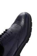 Men's Navy Blue Leather Casual Shoes | Derimod