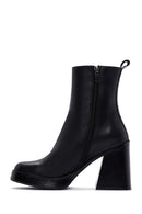 Women's Black Thick Heeled Leather Boots | Derimod