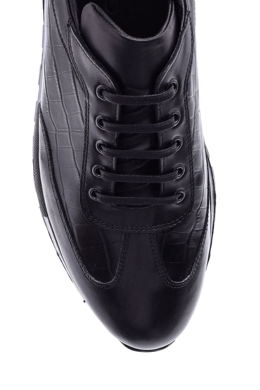 Erkek Kroko Detaylı Deri Sneaker