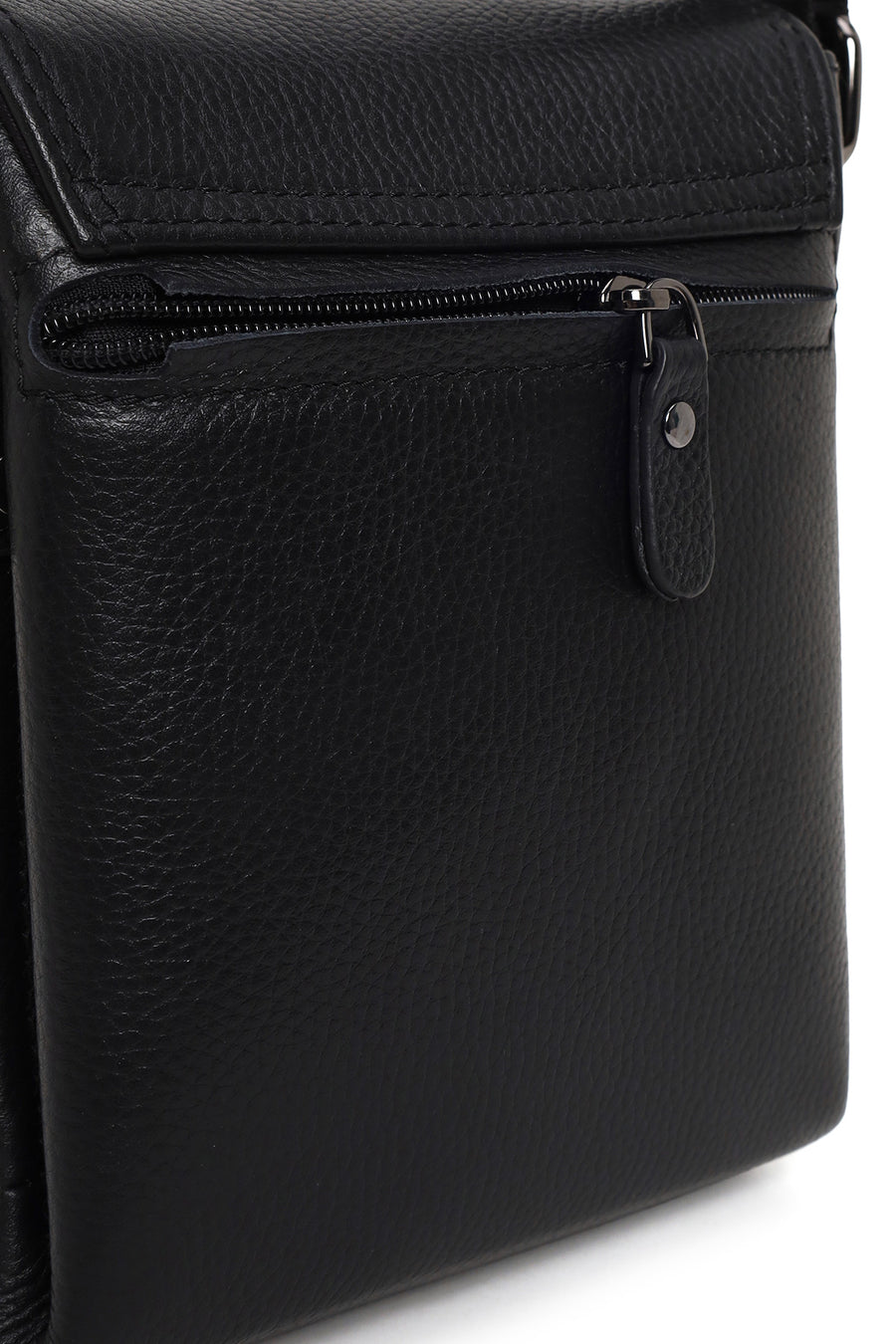 Male Black Leather Messenger Bag