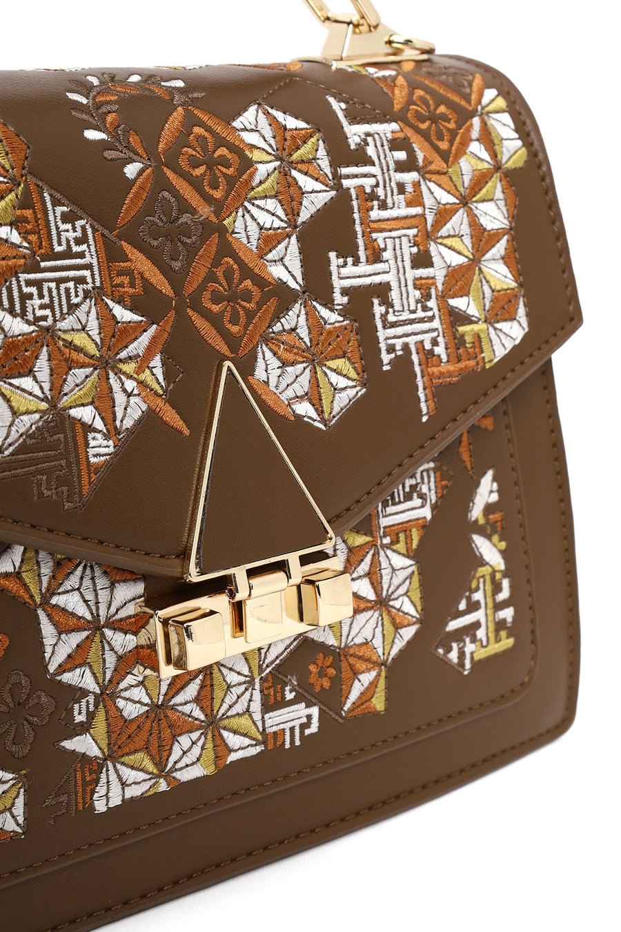 Woman Brown Long Strap Printed Shoulder Bag