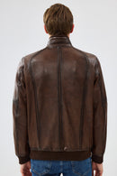 Felix Men's Brown Leather Jacket | Derimod