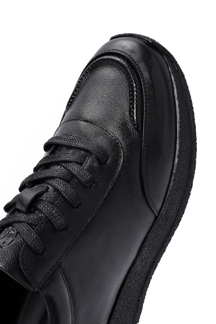 Men's Black Lace-up Leather Sneaker