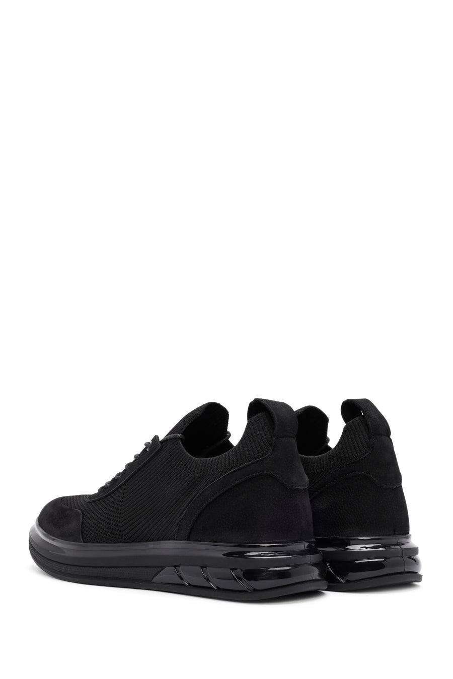 Men's Black Thick Sole Lace Up Fabric Sneaker