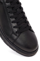 Erkek Siyah Bağcıklı Deri Sneaker | Derimod