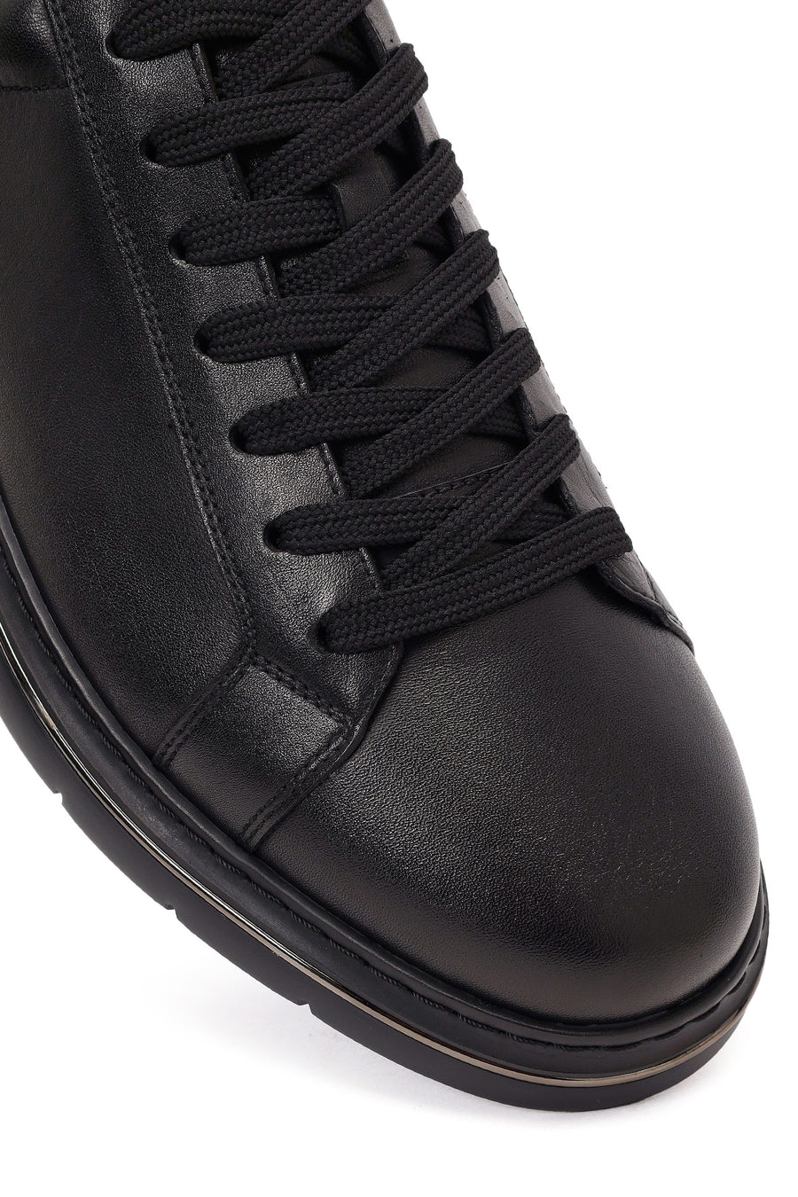 Male Black Lace-Up Leather Sneaker