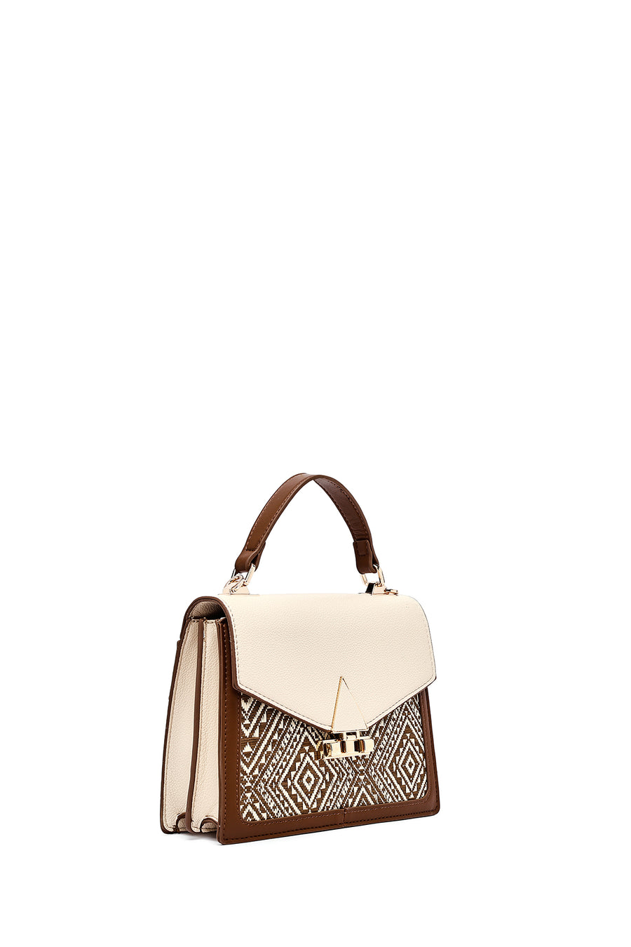 Women's Beige Long Strap Patterned Handbag