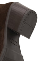 Woman Brown Chunky-Heeled Suede Chelsea Boots | Derimod