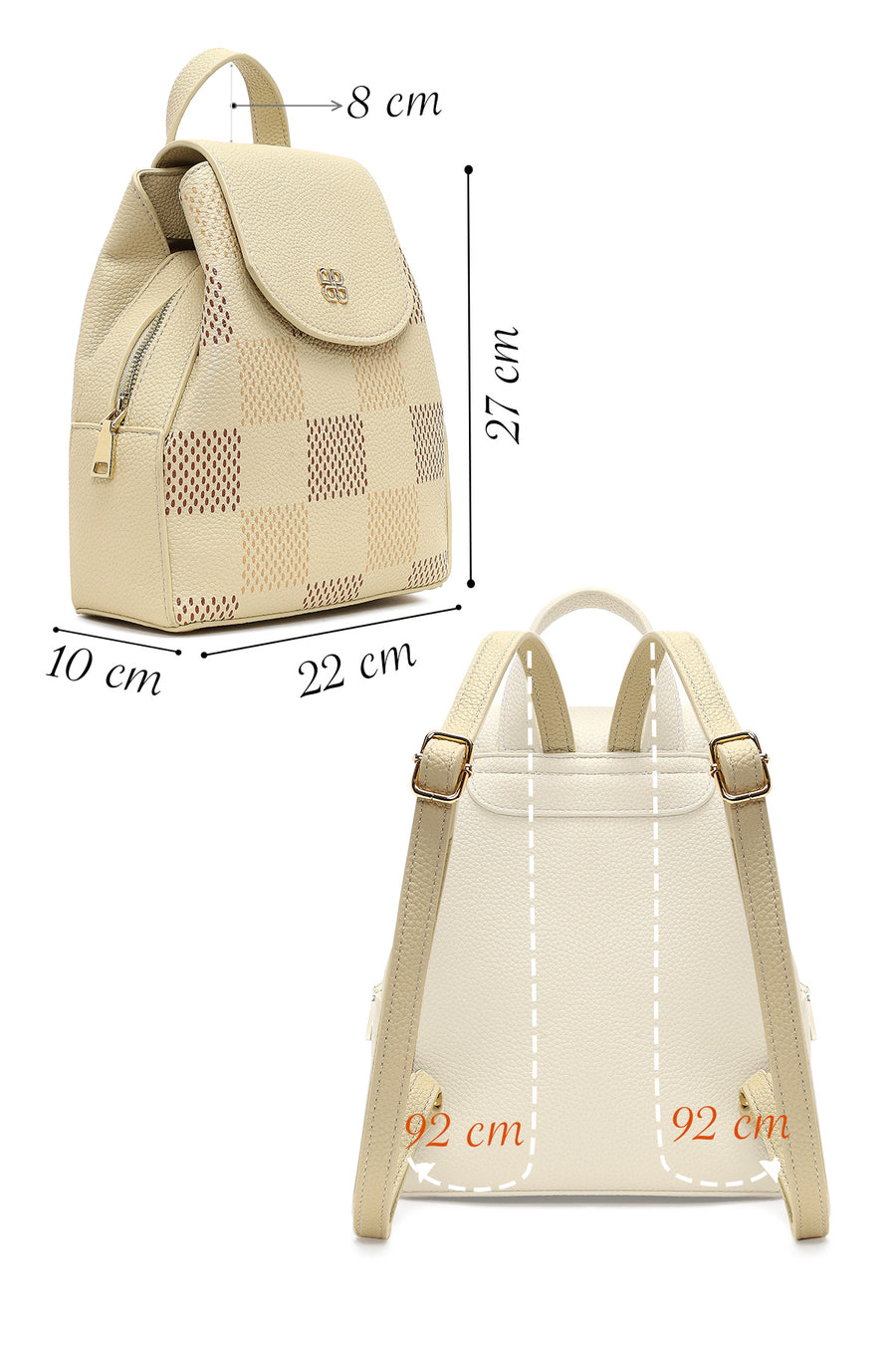 Women's Beige Printed Backpack