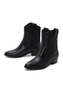 Women's Black Leather Cowboy Boots | Derimod