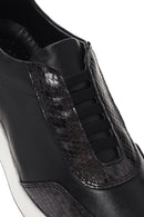 Women's Black Thick Soled Leather Sneaker | Derimod