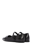 Women's Black Banded Leather Ballerinas | Derimod