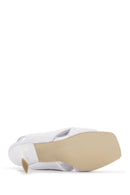 Women's White Leather Heeled Sandals | Derimod