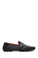 Men's Black Leather Buckle Casual Loafer | Derimod