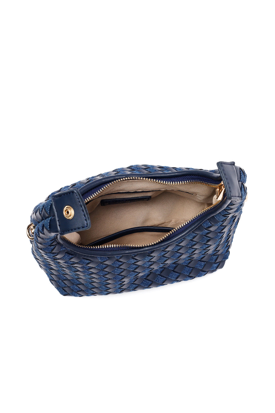 Women's Blue Long Strap Braided Mini Handbag