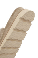 Women's Beige Suede Leather Slippers | Derimod