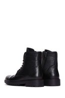 Men's Black Leather Zippered Casual Boots | Derimod