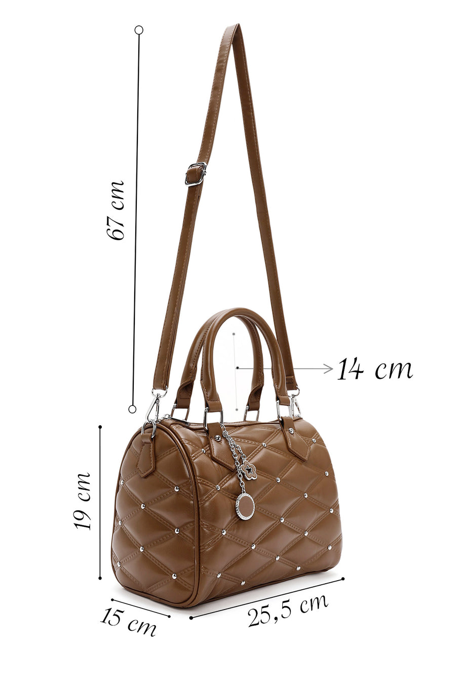 Women's Mink Long Strap Accessory Quilted Patterned Handbag