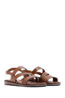 Women's Tan Ankle Strap Leather Bodrum Sandals | Derimod