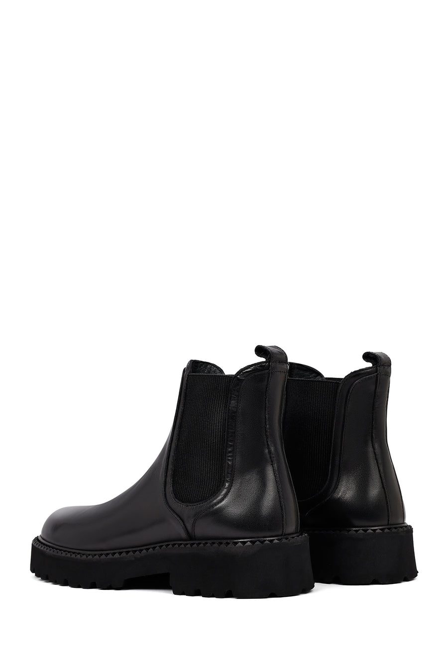 Male Black Thick-Soled Leather Chelsea Boots