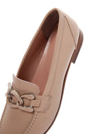 Women's Beige Leather Buckle Classic Loafer | Derimod