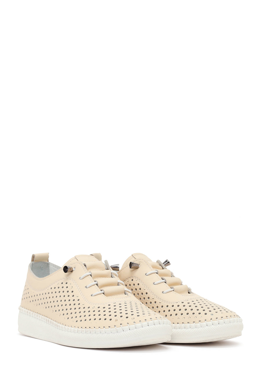 Woman Beige Leather Comfort Shoes