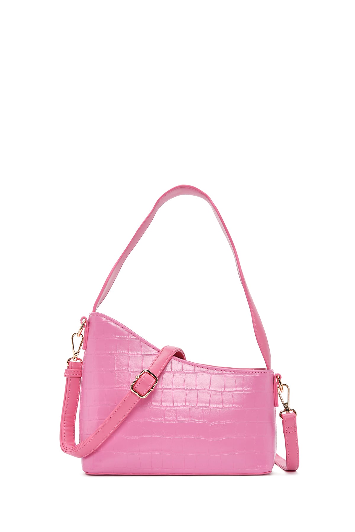 Women's Pink Long Strap Crocodile Patterned Shoulder Bag 24SBD2840E3 | Derimod