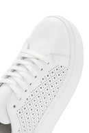 Women's White Thick Sole Lace Up Leather Sneaker | Derimod